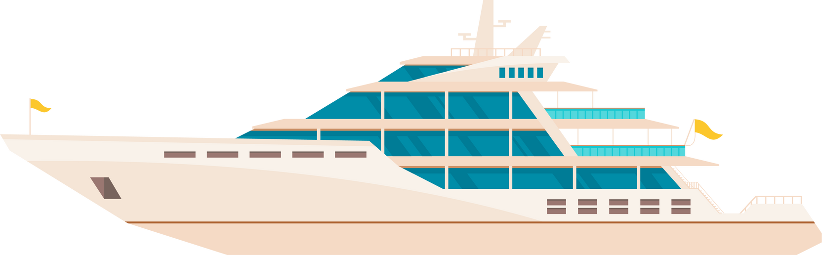 Party yacht. Marine luxury ship color icon